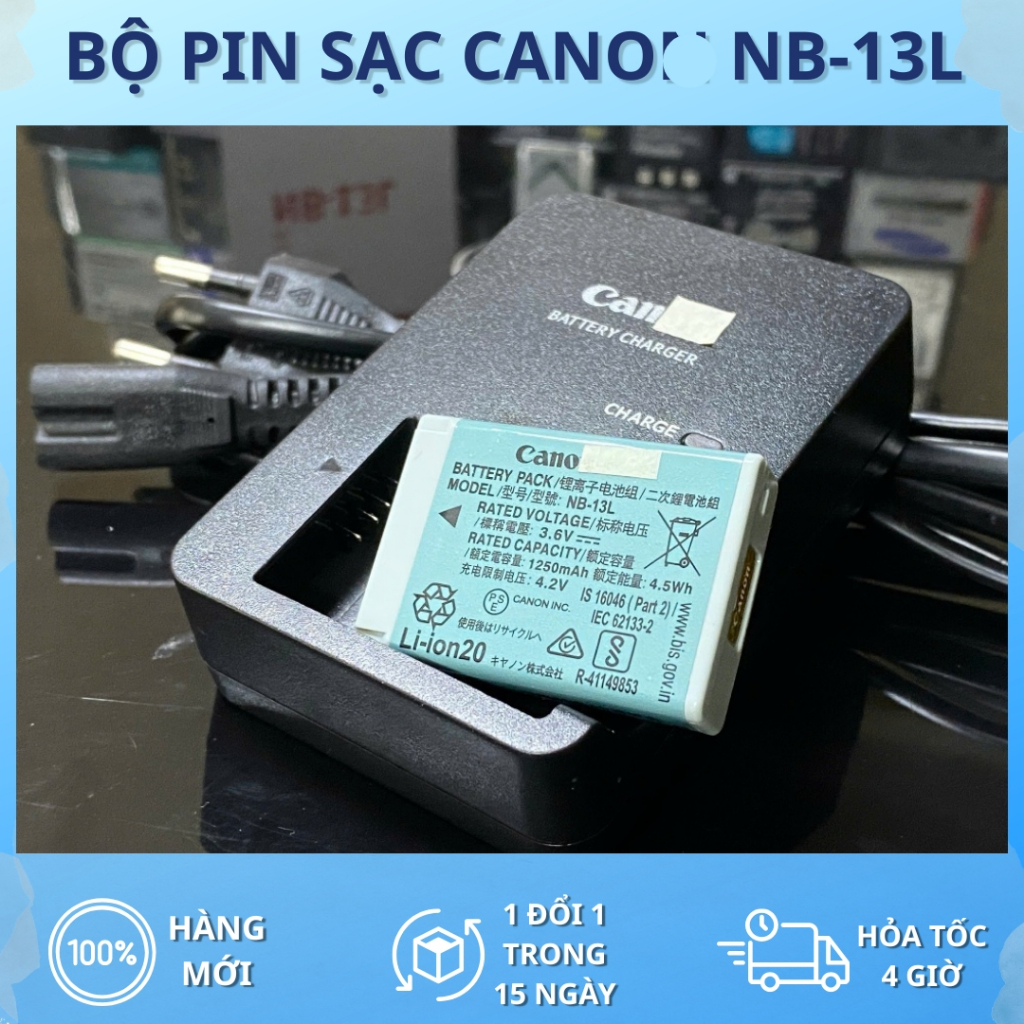 Bộ Pin, Sạc Canon NB-13L Cho PowerShot G7X/G7X Mark II / Mark III, G5 X/G5 X Mark II, G9 X/G9 XMark 