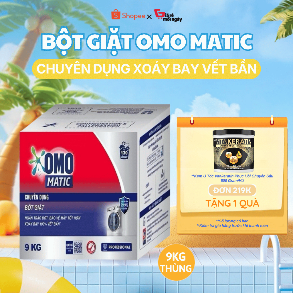 Bột Giặt Omo Chuyên Dụng Cửa Trước Thùng 9KG