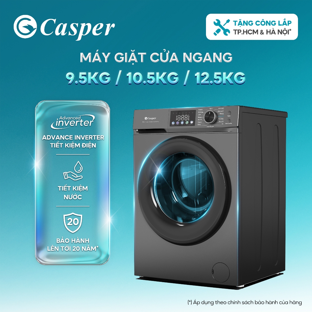 Máy giặt cửa ngang Casper Inverter 8KG/ 9.5KG/ 10.5KG/ 12.5KG - WF-D95VGR1/ WF-D105VGR1
