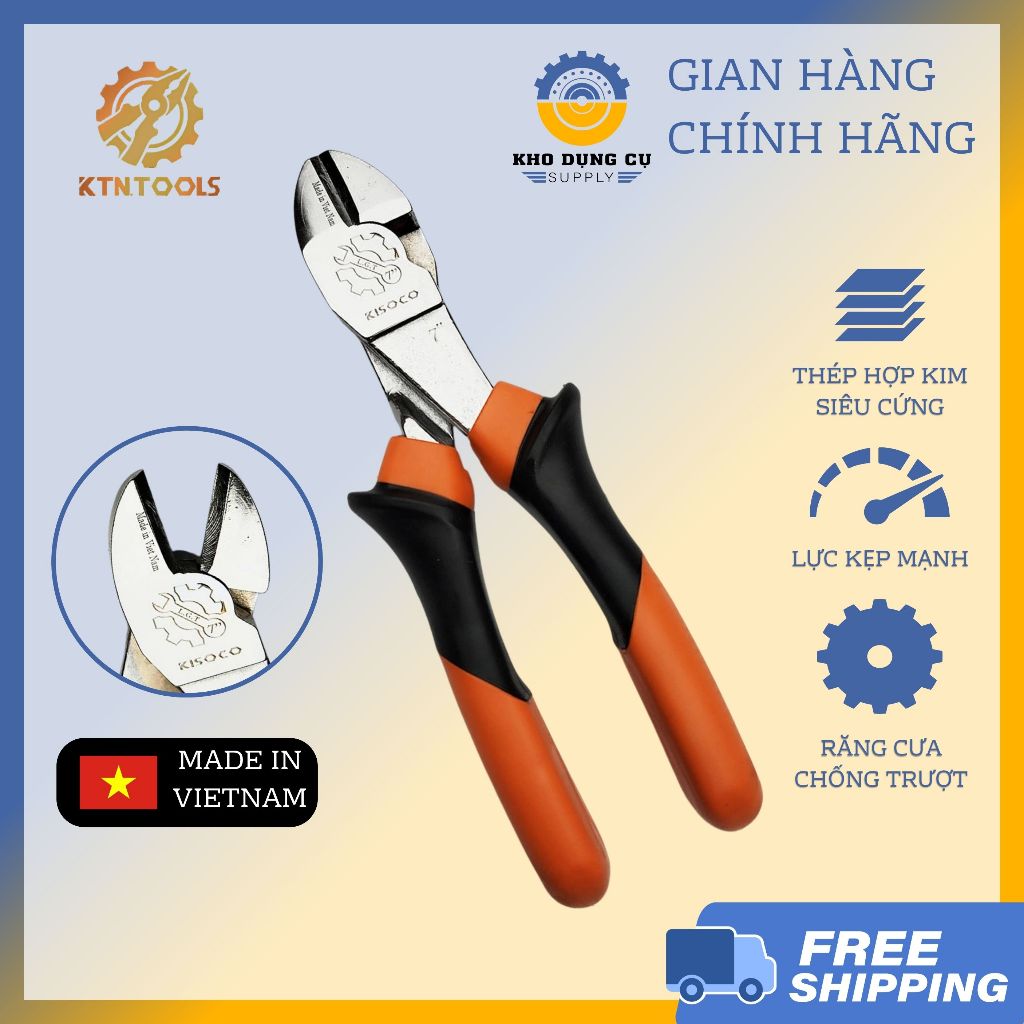 Kìm Cắt KTN TOOLS Chính Hãng - Kìm Cắt Điện Thép Cao Cấp Siêu cứng, Cắt Cộng Lực Mạnh (Size 6-7-8 In