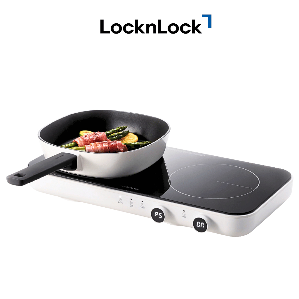 Bếp Điện Từ Đôi LocknLock EJI326WHT 2800W – 2 Vùng Nấu – Hàng Chính Hãng