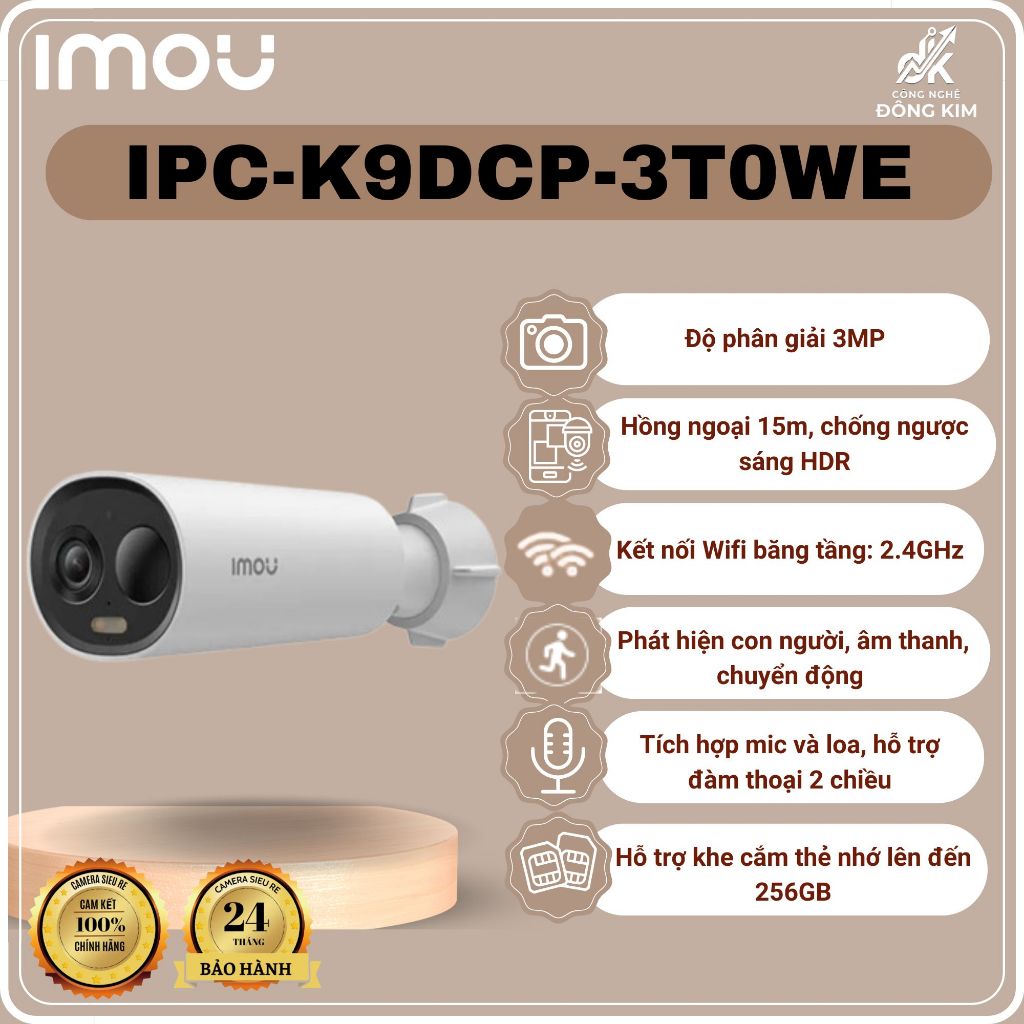 Camera Wifi IMOU Cell 3C IPC-K9DCP-3T0WE 3MP Pin Sạc | Chính hãng | BH 2 Năm