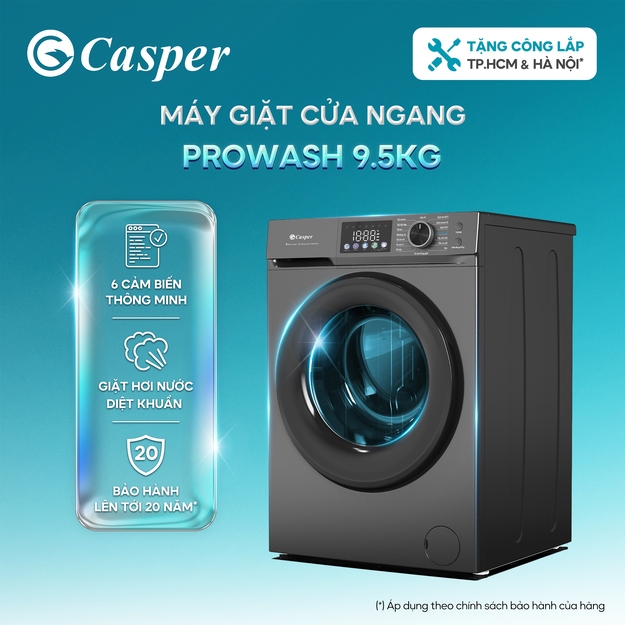 [Shopee - Lắp đặt 0Đ HN HCM] Máy giặt cửa ngang Casper 9.5KG WF-D95VGR1 - Bảo hành 2 năm - Chính hãn