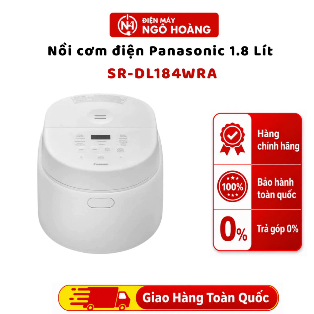 SR-DL184WRA - Nồi cơm điện Panasonic 1.8 Lít SR-DL184WRA, nấu cơm ngon, giữ ấm, lòng nồi chống dính 