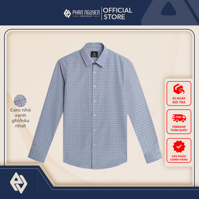 Áo sơ mi họa tiết nam Phan Nguyễn, chất liệu cao cấp mềm mại, kháng nhăn tốt, form slim fit SMD.1534