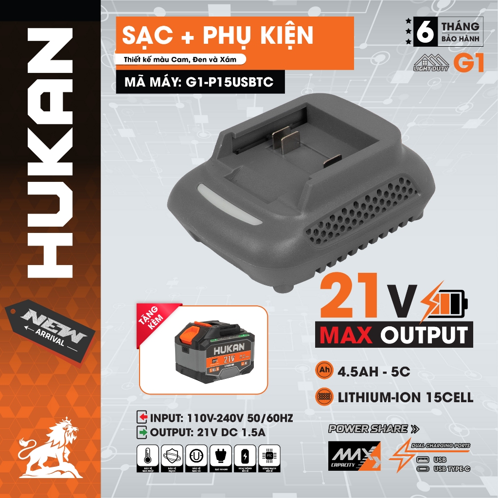 Bộ Sạc Nhanh Kèm Phụ Kiện HUKAN G1-CBP6015/G1-P15USBTC| Chính Hãng