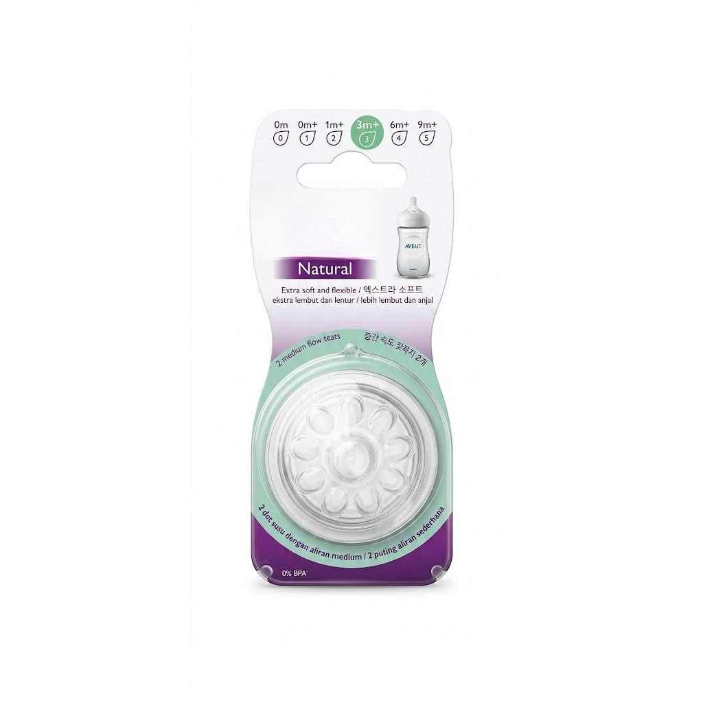[Xả kho- có tách lẻ]Núm ty Avent Natural cho bé 3 tháng tuổi trở lên (3 lỗ)