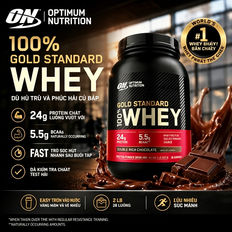Gold Standard 100% Whey Protein,Sữa Tăng Cơ Whey ON Protein Optimum Nutrition Protein Isolate - 2lbs