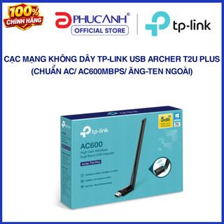 Cạc mạng không dây TP-Link USB Archer T2U Plus (Chuẩn AC/ AC600Mbps/ Ăng-ten ngoài)