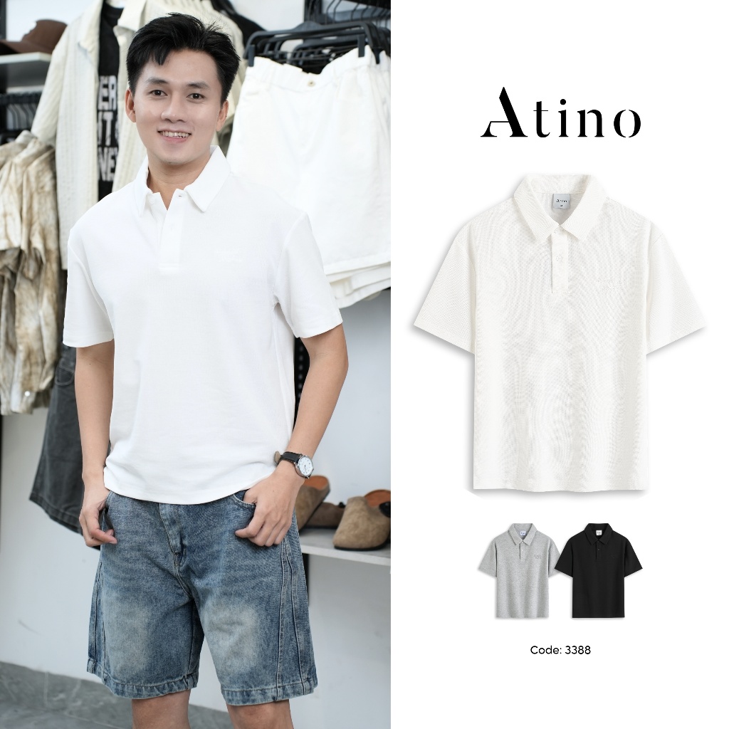 Áo Polo Nam Form Regular ATINO Chất Vải Thun Cá Sấu Cotton 2 Chiều Thấm Hút Tốt Thoáng Khí L.3.3388