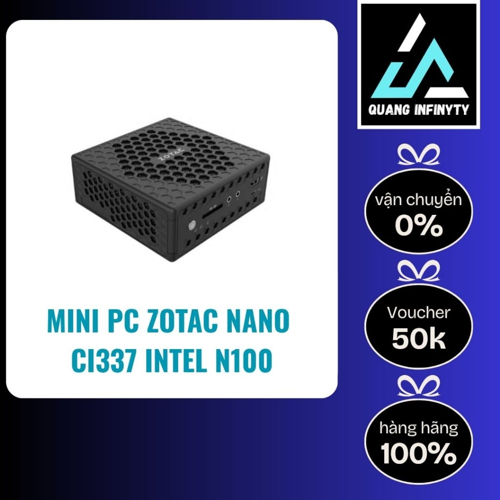 Mini PC Zotac Nano CI337 Intel N100 Barebone – Máy Tính Mini Không Quạt, Hàng Mới, Bảo Hành 12 Tháng