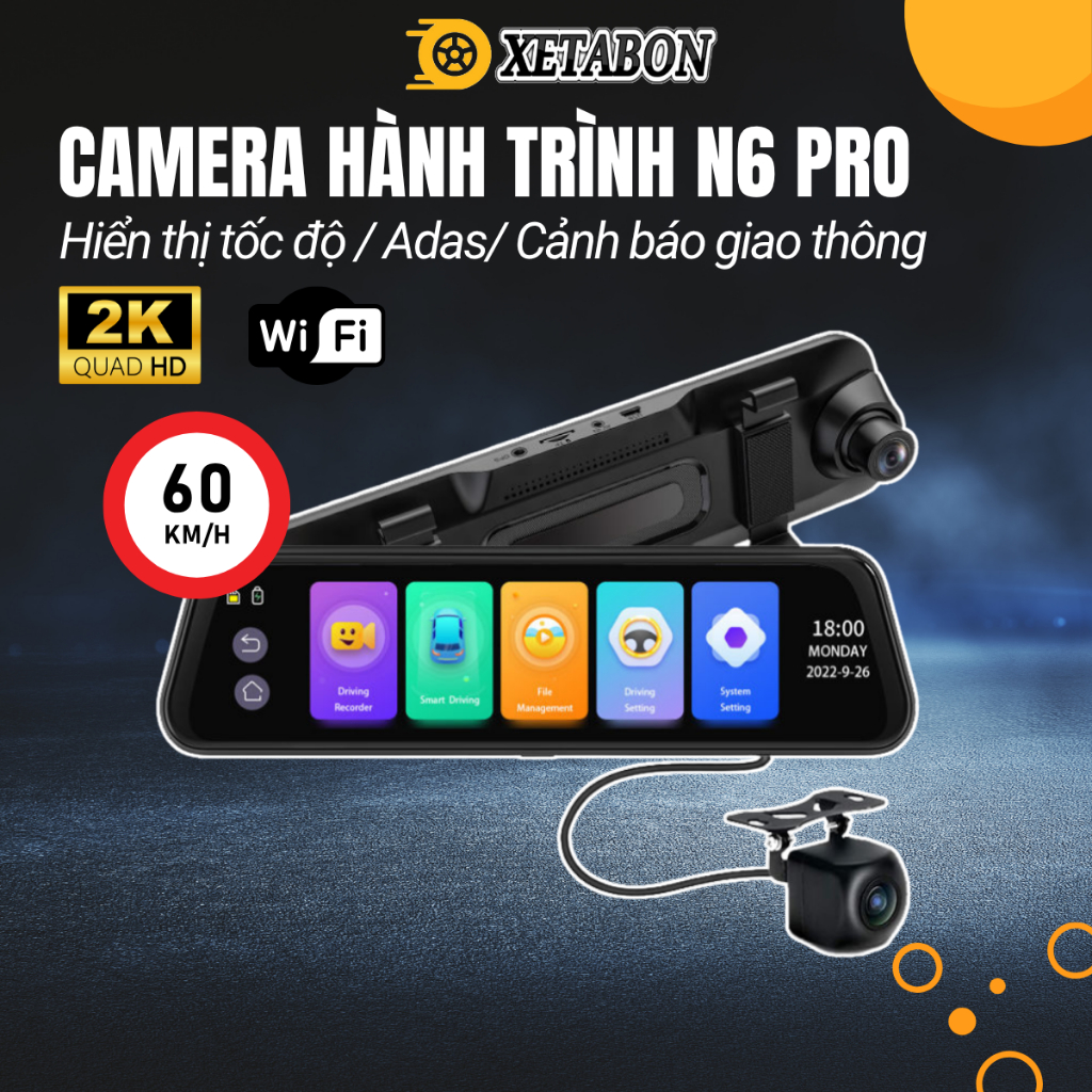 Camera hành trình ô tô N6 Pro/ N15 Tích hợp GPS cảnh báo tốc độ Cảnh báo giao thông bảo hành 1 năm