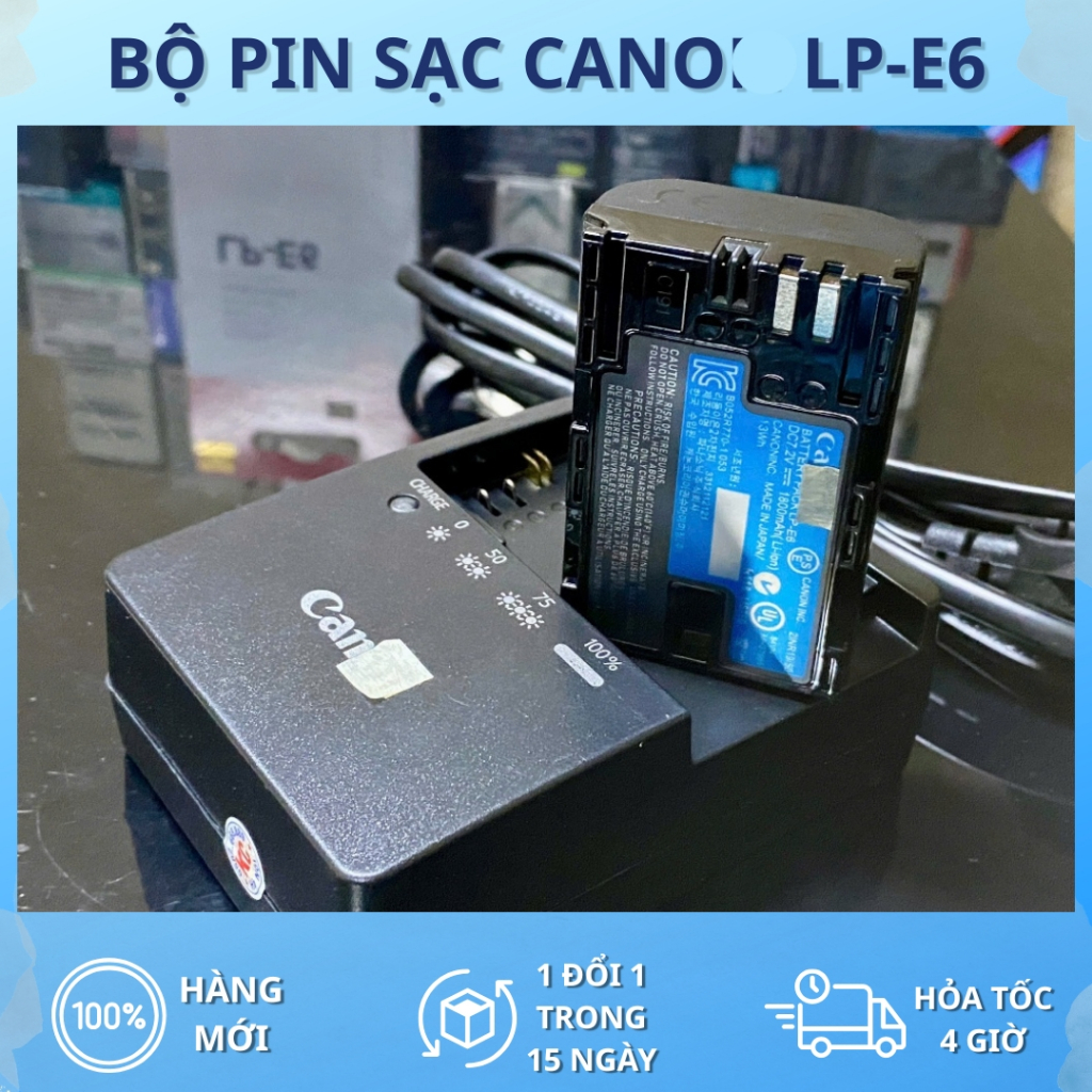Bộ Pin, Sạc Canon LP-E6 Cho EOS 6D, EOS 6D Mark II EOS 7D, EOS 7D Mark II