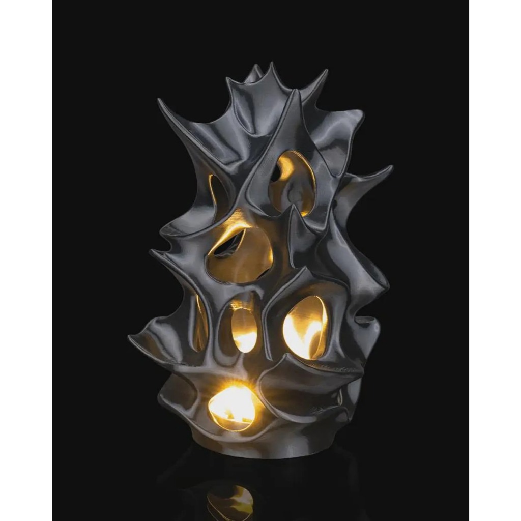 3D Printed Biomorph Lamp, Modern Gothic Desk Decor, Organic Sculpture Holder