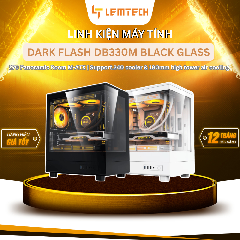 [Chính hãng] Vỏ case máy tính DARK FLASH DB330M Glass, DB330M mặt kính Đen/Trắng