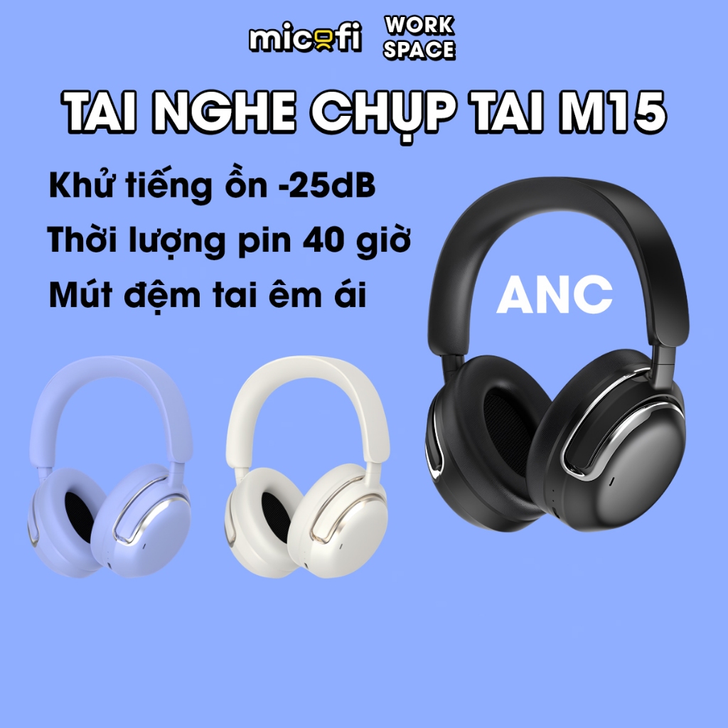 Tai Nghe Chụp Tai Micofi, Tai Nghe Bluetooth Chính Hãng, Headphone PC, Gaming, Chống Ồn ANC, Hifi Có
