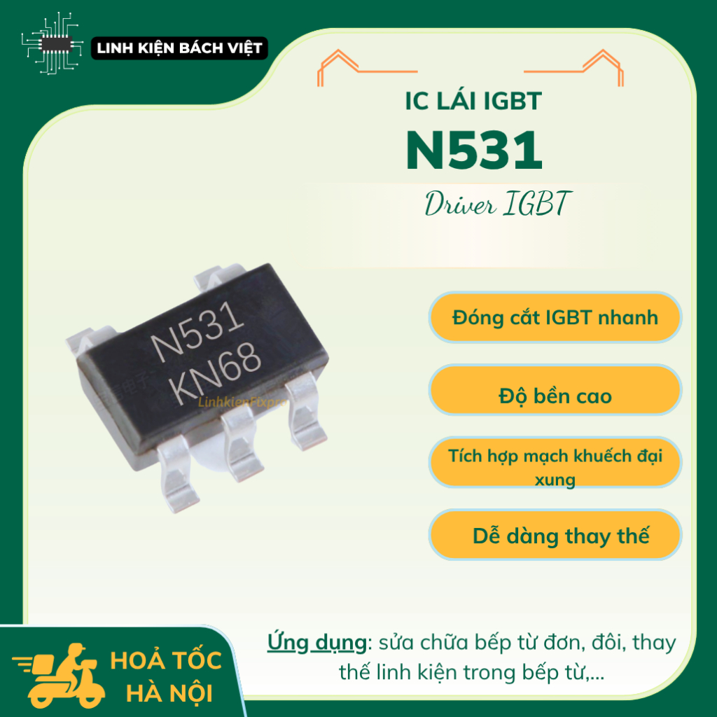 IC lái IGBT bếp từ N531 SOT23-5 loại dán