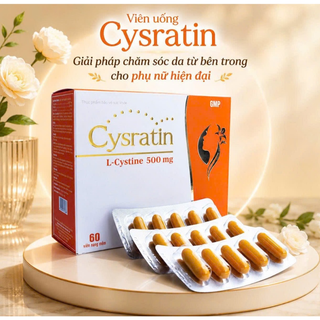 Cysratin L-Cystine 500mg 60 Viên – Viên Uống Đẹp Da Giảm Nám, Chống Lão Hóa, Dưỡng Ẩm, Tóc Khỏe