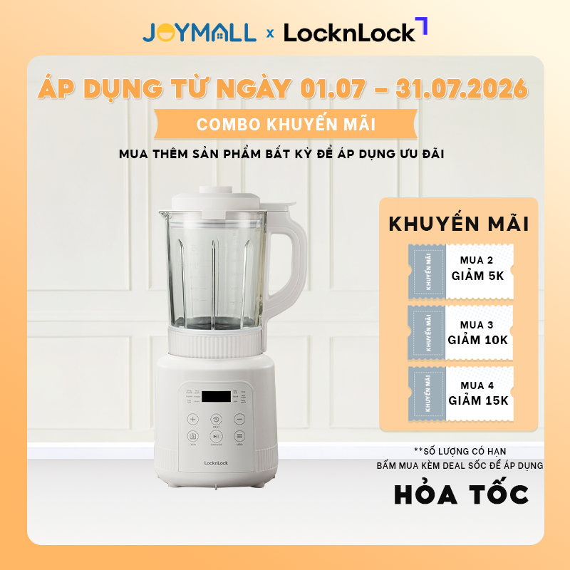 Máy làm sữa hạt đa năng LocknLock EJM486IVY 1.75L 800W, Hàng chính hãng, lưỡi dao 8 cánh - JoyMall