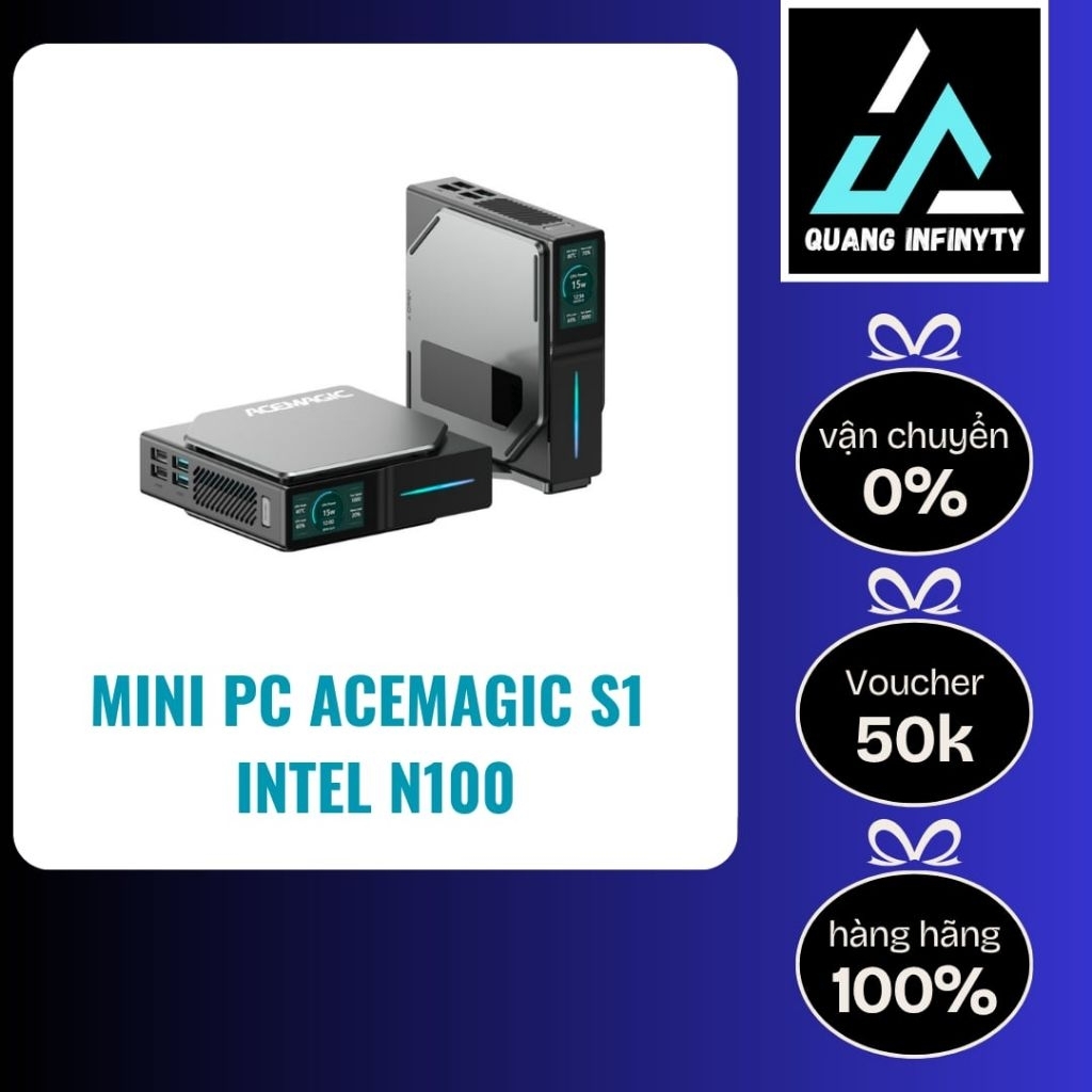 Mini PC Acemagic S1 Intel N100 – Máy Tính Mini Nhỏ Gọn, Tiết Kiệm Điện, Hàng Mới, Bảo Hành 12 Tháng.