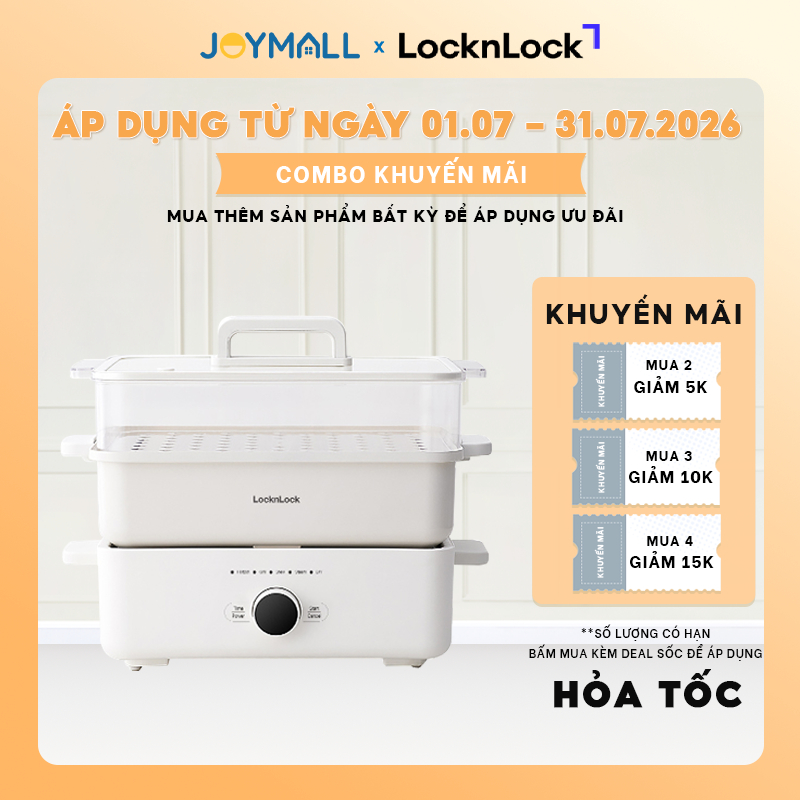 Nồi Lẩu Đa Năng Bianco Locknlock EJP154IVY, EJP124IVY, EJP134IVY, Hàng Chính Hãng - JoyMall