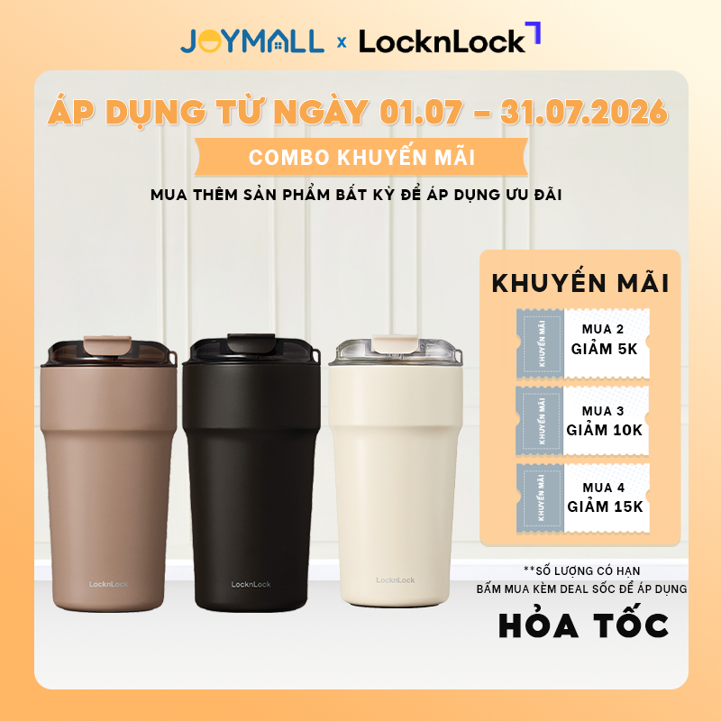 Bình Giữ Nhiệt Thép Phủ Sứ 500ml Locknlock LHC4357 Metro Cafe Tumbler, Hàng Chính Hãng - Joymall