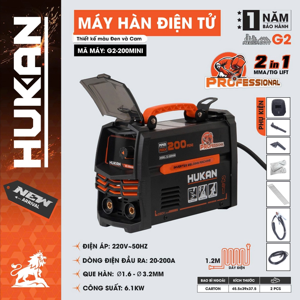 Máy hàn điện tử 2 Trong 1 HUKAN G2-200MINI, G2-200ARC, G2-220ARC, G2-250ARC - Hàn đa năng MMA / TIG