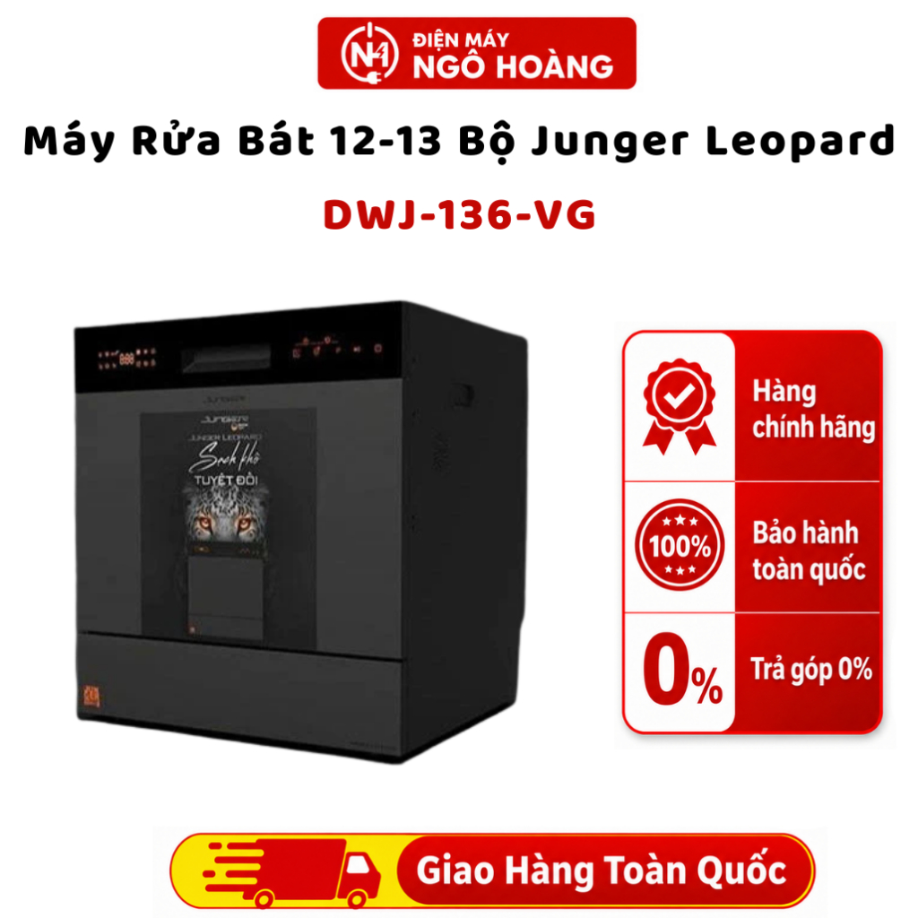 DWJ-136-VG - Máy Rửa Bát 12-13 Bộ Junger Leopard DWJ-136-VG, máy rửa chén, rửa sạch tiết kiệm nước -