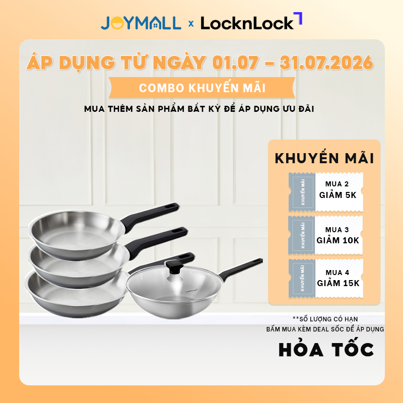 Nồi Chảo Inox 304 LocknLock Daily STS PPW, Hàng Chính Hãng, Dùng Được Mọi Loại Bếp - JoyMall