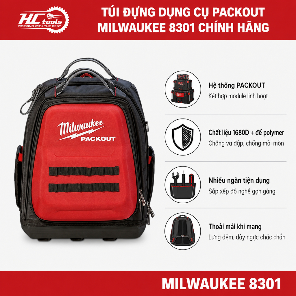 Túi đựng dụng cụ Packout Milwaukee 8301 Chính Hãng | Hctools