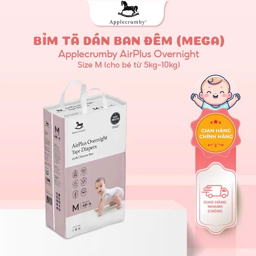 [APPLECRUMBY](Gói lớn) Bỉm tã dán đêm Applecrumby Airplus Overnight Mega Tape
