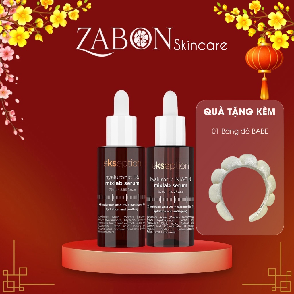 Combo Serum Ekseption Hyaluronic B5 mixlab 75ml & Ekseption Hyaluronic Niacin 75ml giảm mụn, giảm th