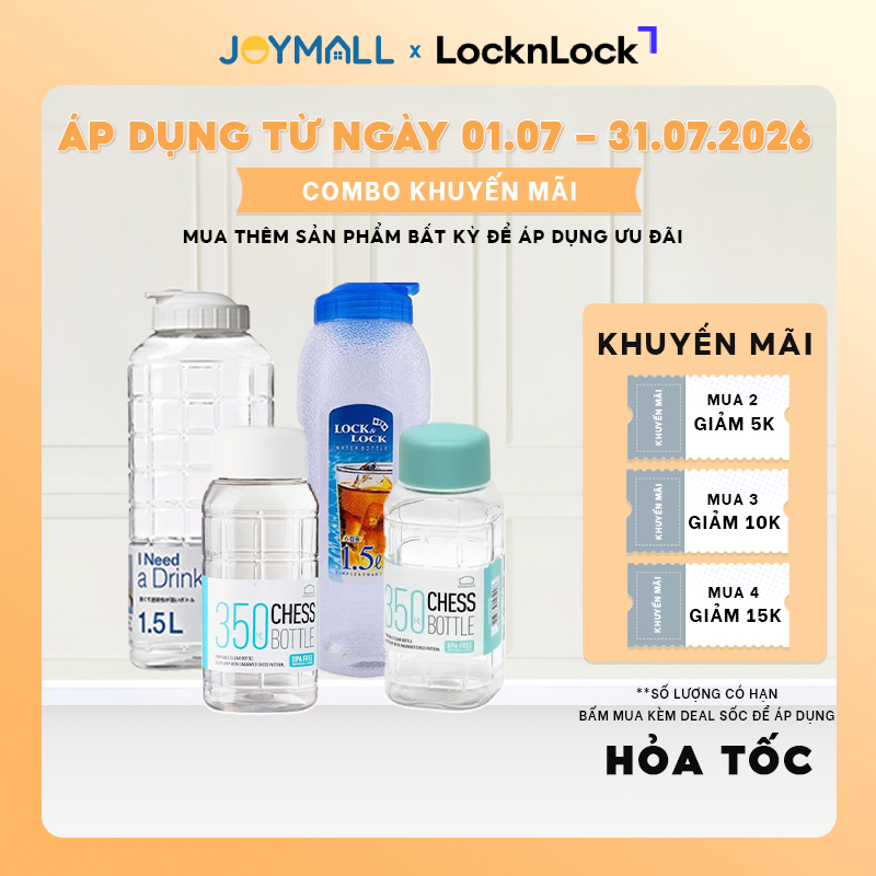 Bình nước nhựa LocknLock HAP812 1.5L, Hàng chính hãng, an toàn cho sức khỏe, dễ cầm nắm - JoyMall