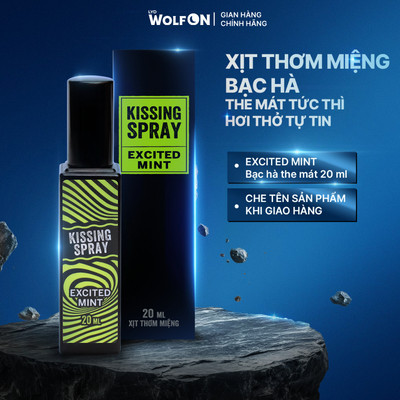 Xịt Thơm Miệng Kissing Spray LYD Wolf ON Hương Excited Mint  Bạc Hà The Mát Sảng Khoái Nhỏ Gọn 20ml