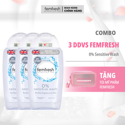 [MUA 3 TẶNG 1] Dung Dịch Vệ Sinh Femfresh 0% Sensitive Wash Không Mùi Diu Nhẹ Dành Cho Da Nhạy Cảm