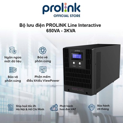 Bộ lưu điện UPS PROLiNK 650VA/360W - 3KVA/1800W AVR, Dành cho PC, Camera, Wifi, Chính hãng