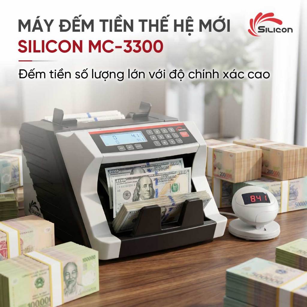 Máy đếm tiền thế hệ mới Silicon MC-3300 đếm tiền nhanh chóng, chính xác sản phẩm được trang bị khả n