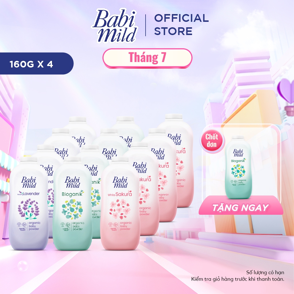 Combo 4 Phấn thơm Babi Mild 160Gx4