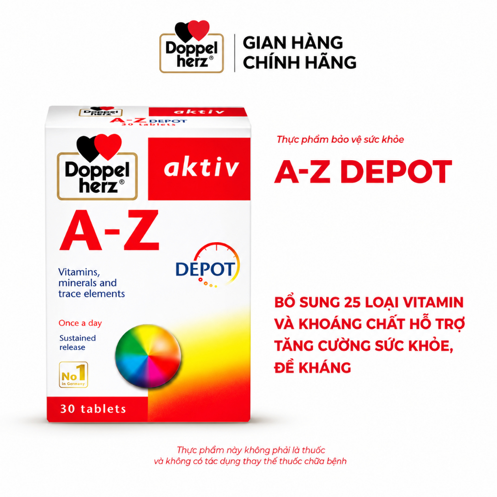 Chính hãng] Vitamin Tổng Hợp AZ Doppelherz Đức – Bổ sung 23 vitamin & khoáng chất, tăng đề kháng, gi