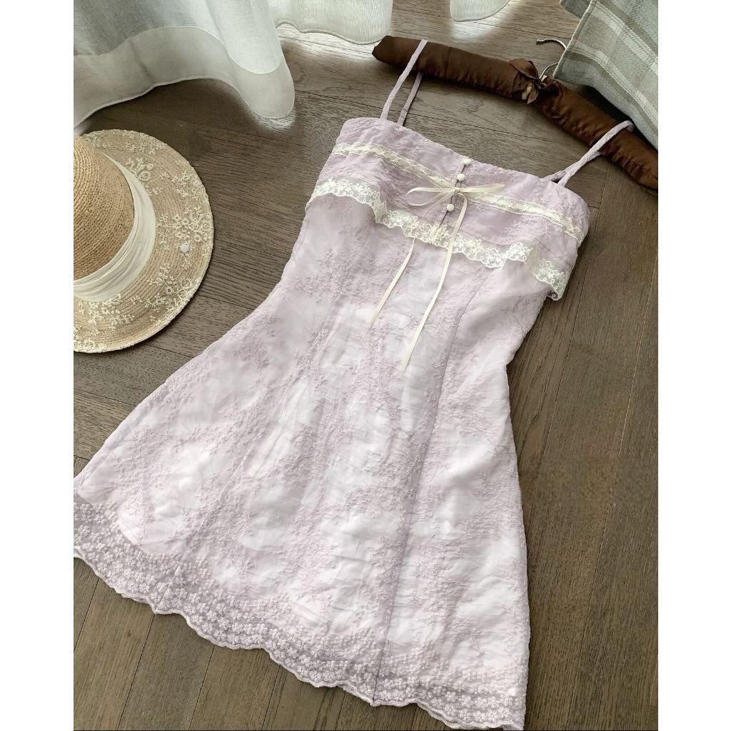 LISA STORE | Đầm 2 dây thiết kế 2 màu xanh hồng nhẹ nhàng thanh lịch