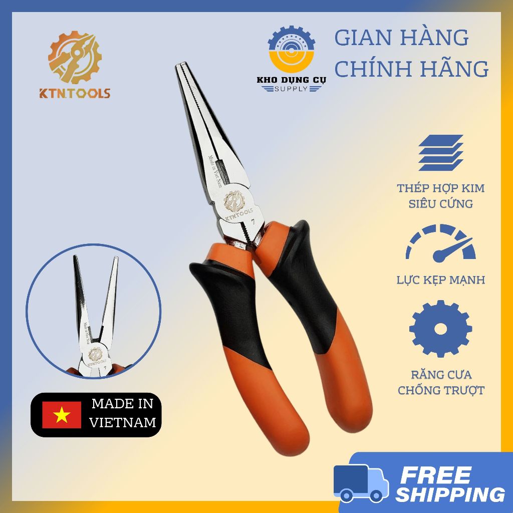 Kìm Nhọn KTN TOOLS Chính Hãng - Kìm Mũi Nhọn Thép Cao Cấp Siêu Cứng, Thao Tác Góc Hẹp Linh Hoạt (Siz