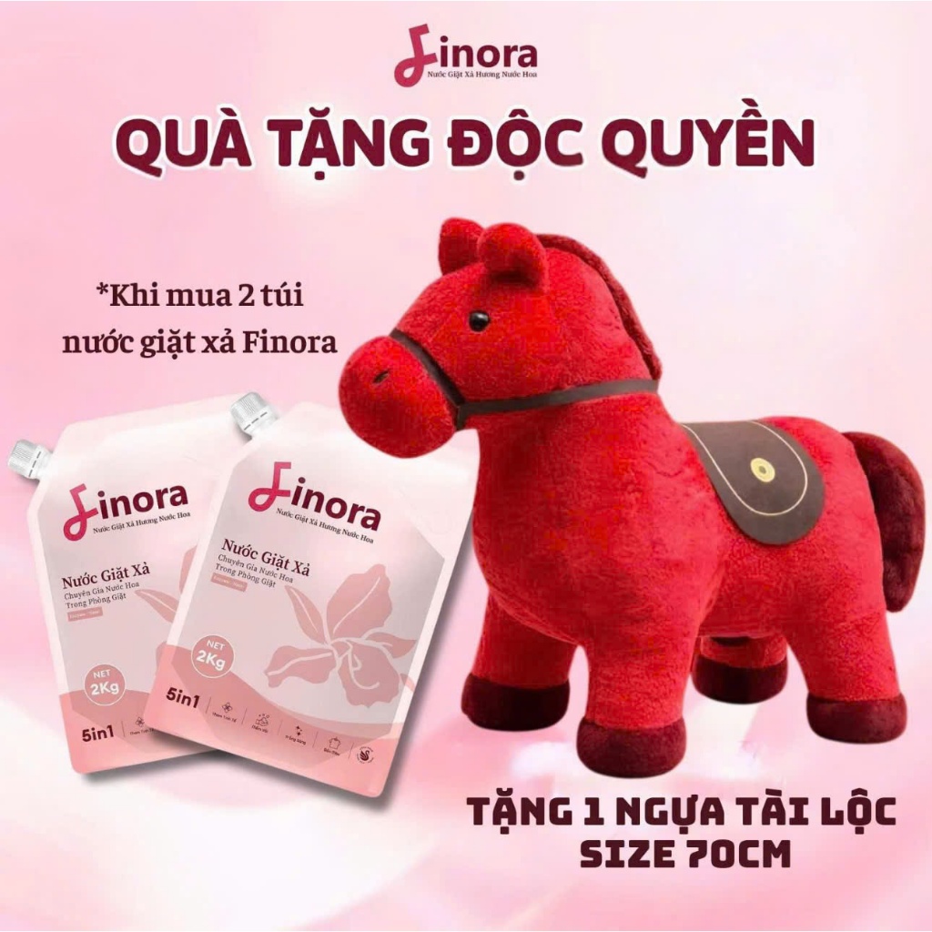 [Tặng 1 Ngựa Khổng Lồ]  Combo 2 nước giặt Finora mỗi túi 2 Lít - hương thơm nước hoa