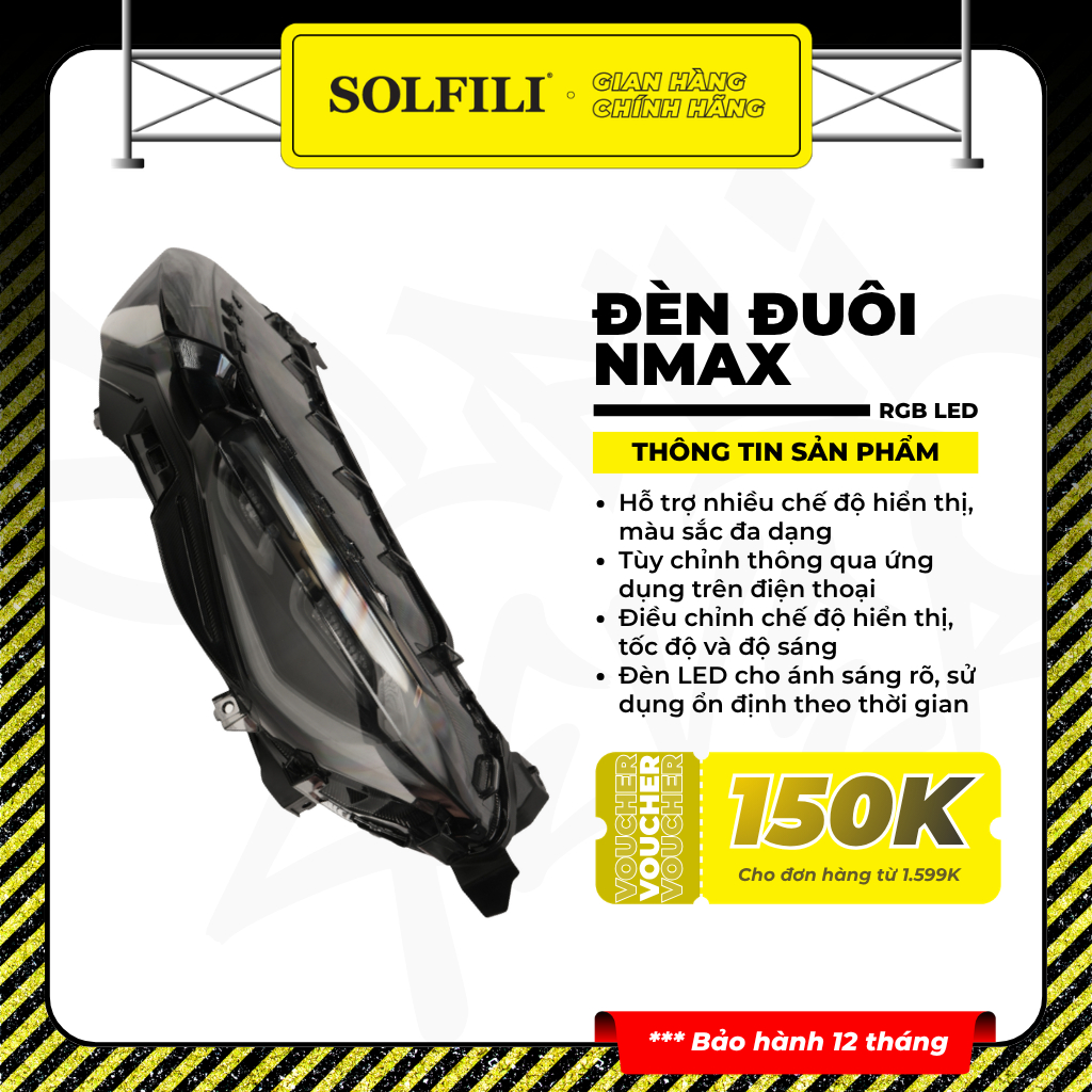 Đèn Đuôi LED Solfili Cho Yamaha NMAX Plug & Play – Nhiều Chế Độ Hiển Thị, Đổi Màu Theo Sở Thích
