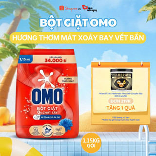 Bột Giặt Omo Công Nghệ Xoáy Bẩn Xanh Hương Thơm Mát Gói 1.15Kg