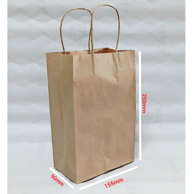 TÚI GIẤY KRAFT 15x25 CÓ QUAI (Loại Mỏng)