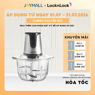 Máy xay thịt locknlock ejm171 2 lít 300w - hàng chính hãng, 4 lưỡi dao, cối thủy tinh - joymall