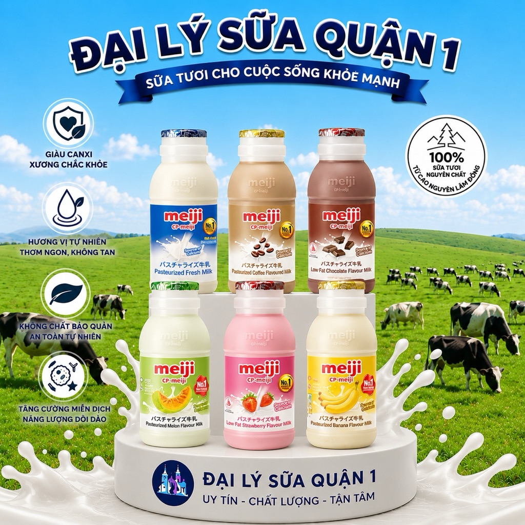 Sữa meiji thanh trùng 200ml - Chai Nhỏ