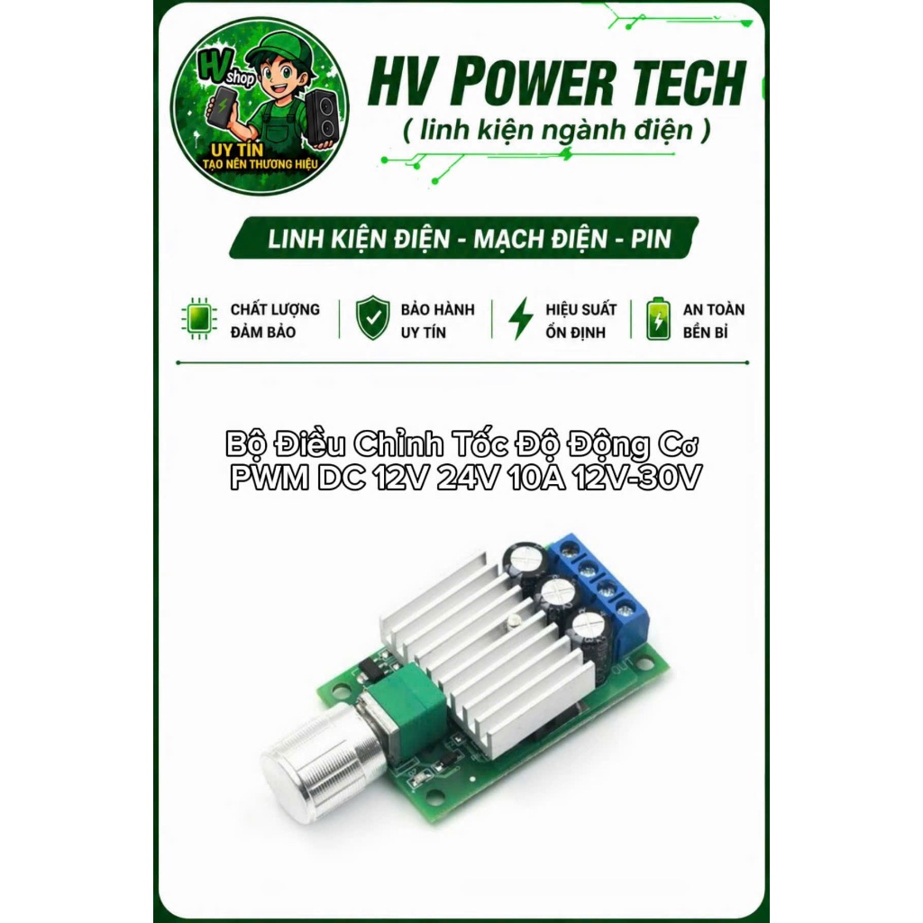 Bộ Điều Chỉnh Tốc Độ Động Cơ PWM DC 12V 24V 10A 12V-30V