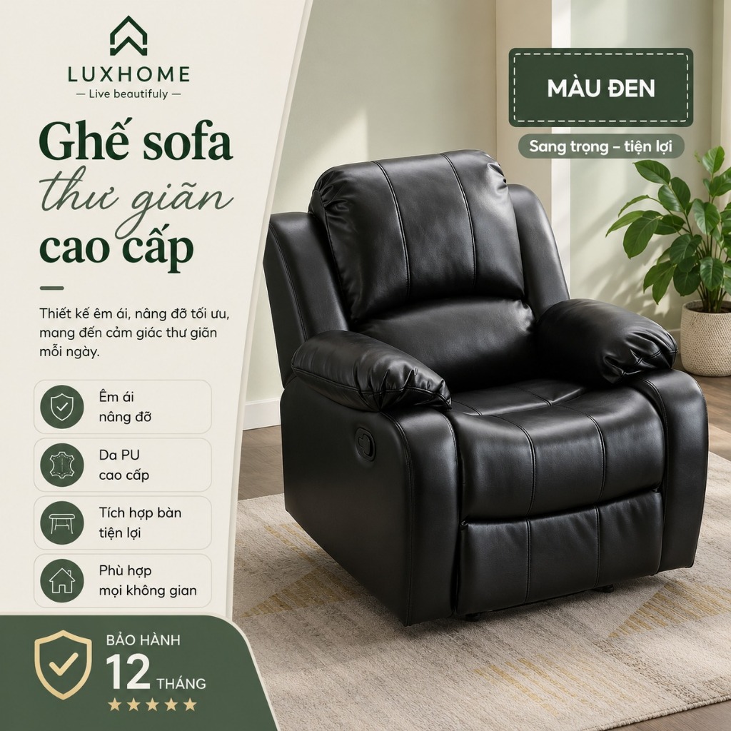 Ghế sofa đơn thư giãn điều chỉnh bằng điện, ghế sofa lười phòng khách ngồi giải trí đọc sách coi phi