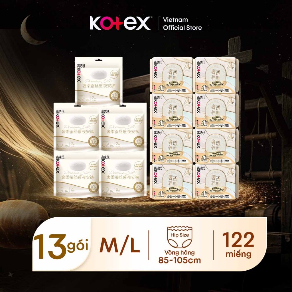 Combo 8 Băng vệ sinh Cicada + Combo 5 Băng quần Kotex Silky Cicada Êm mềm siêu mỏng size M/L
